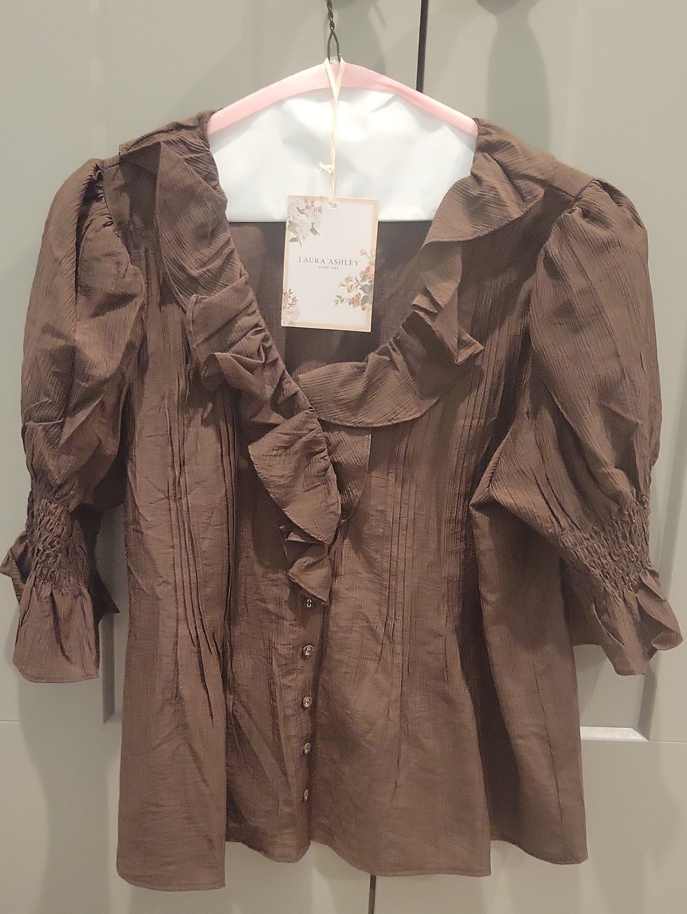 Women's Brown Ruffled Blouse